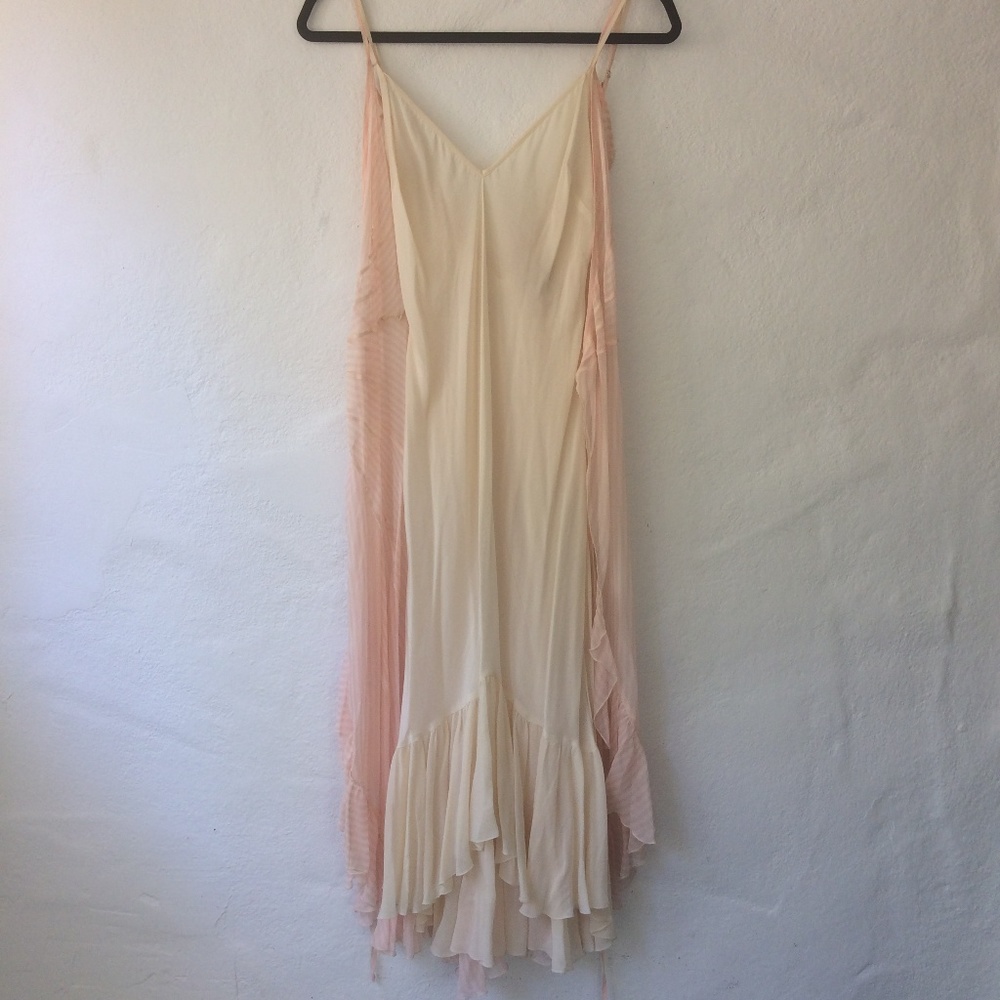 MaxAzria Collection Silk Pink Striped Wrap Dress - Picture 2 of 6